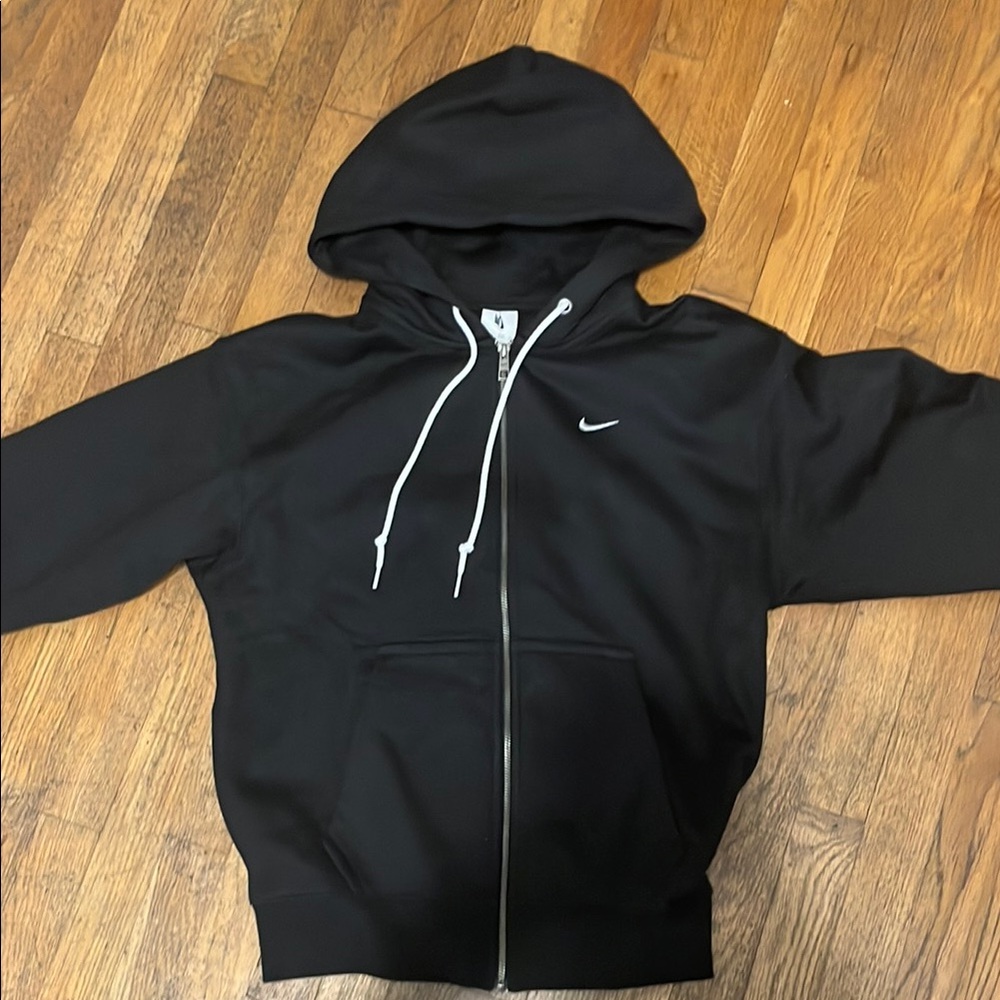 Nike Black Full-Zip Hoodie with White Accents